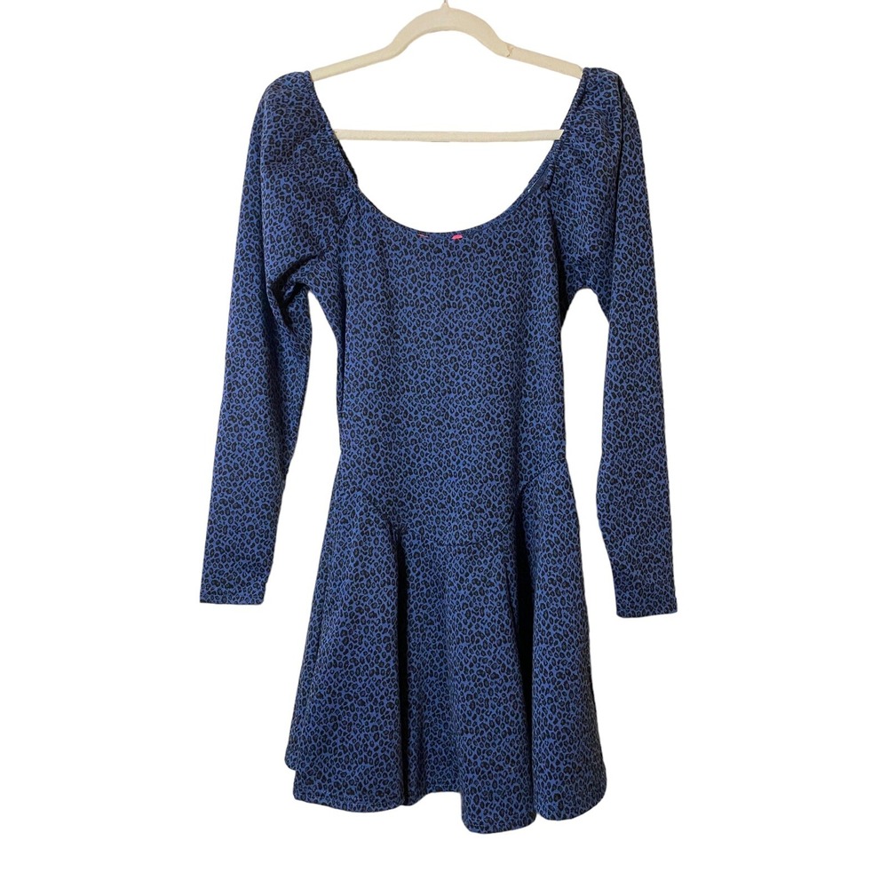 Betsey Johnson Womens Delft Blue Leopard Print Fit and Flare Mini Dress JL408507 - Picture 1 of 9